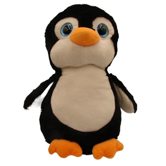Kellytoy Black White Penguin Plush Stuffed Animal Toy With Glitter Eyes 12.5 in - Picture 1 of 7